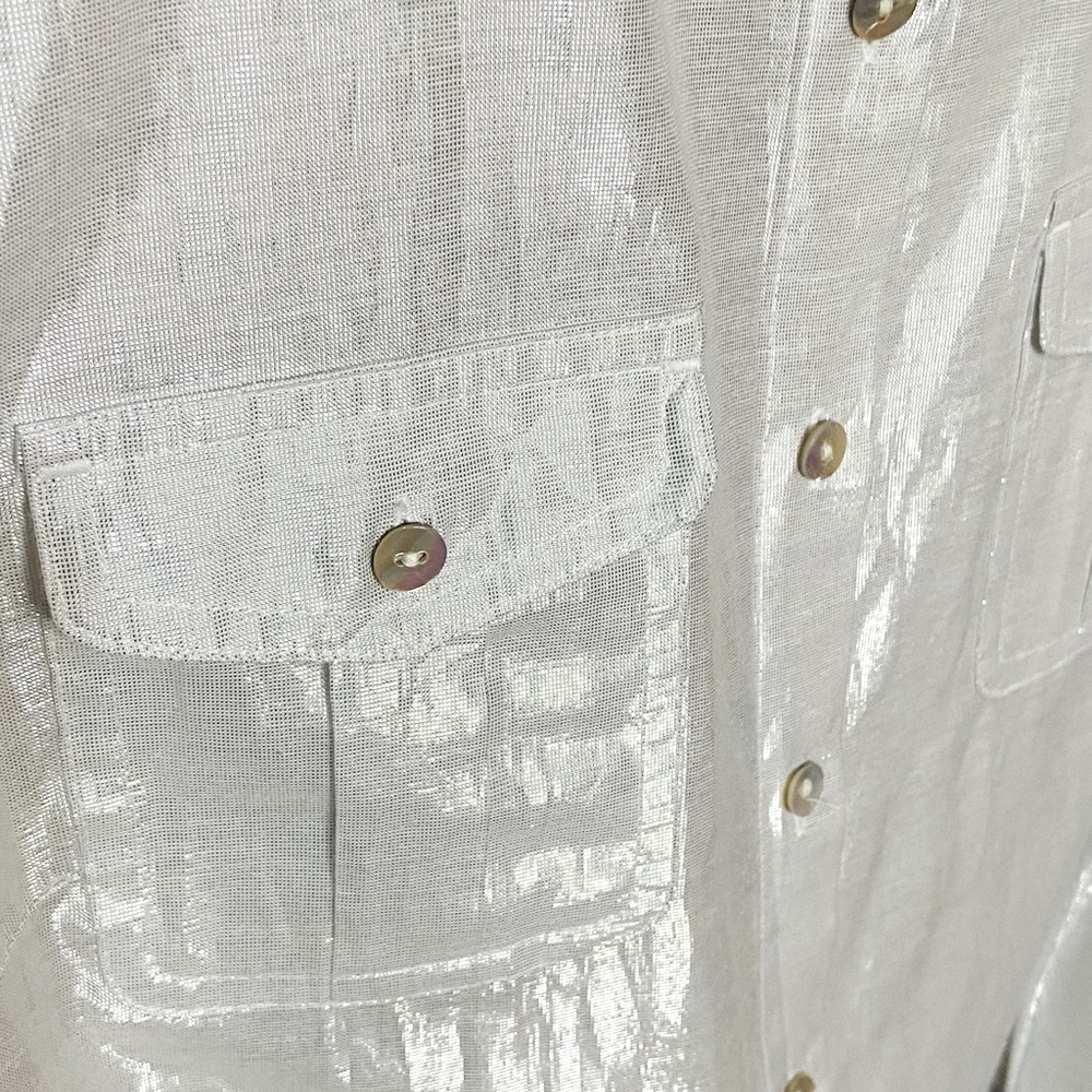 Ruby Road Festive White Iridescent Button Down To… - image 3